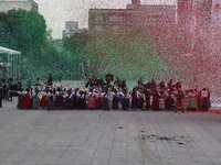 People participate in the military civic parade for the commemoration of the 114th anniversary of the Mexican Revolution at the main square...