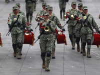 The military takes part in the military civic parade for the commemoration of the 114th anniversary of the Mexican Revolution at the main sq...