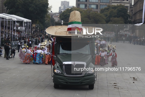 A parade commemorates the 114th anniversary of the beginning of the Mexican Revolution in Zocalo, Mexico City, Mexico, on November 20, 2024....