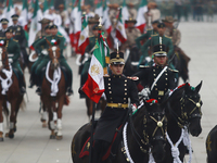 The military takes part in the military civic parade for the commemoration of the 114th anniversary of the Mexican Revolution at the main sq...