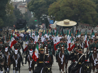 The military takes part in the military civic parade for the commemoration of the 114th anniversary of the Mexican Revolution at the main sq...