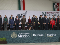 (L-R) Minister of Defense of Mexico Ricardo Trevilla Trejo, Mexico's President Claudia Sheinbaum Pardo, and Minister of the Mexican Navy Ray...