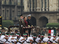 (L-R) Minister of Defense of Mexico Ricardo Trevilla Trejo, Mexico's President Claudia Sheinbaum Pardo, and Minister of the Mexican Navy Ray...