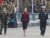 (L-R) Minister of Defense of Mexico Ricardo Trevilla Trejo, Mexico's President Claudia Sheinbaum Pardo, and Minister of the Mexican Navy Ray...