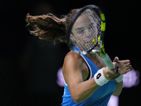 MALAGA, SPAIN - NOVEMBER 20: Lucia Bronzetti of Team Italy in her singles match against Viktoria Hruncakova of Team Slovakia in the final ti...