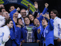 MALAGA, SPAIN - NOVEMBER 20: Jasmine Paolini of Italy and her teammates celebrates the victory after winners the Billie Jean King Cup Finals...