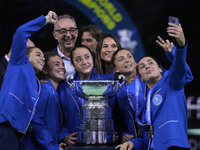 MALAGA, SPAIN - NOVEMBER 20: Jasmine Paolini of Italy and her teammates celebrates the victory after winners the Billie Jean King Cup Finals...