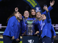 MALAGA, SPAIN - NOVEMBER 20: Jasmine Paolini of Italy and her teammates celebrates the victory after winners the Billie Jean King Cup Finals...