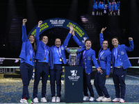 MALAGA, SPAIN - NOVEMBER 20: Jasmine Paolini of Italy and her teammates celebrates the victory after winners the Billie Jean King Cup Finals...