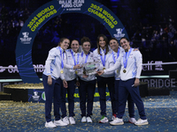 MALAGA, SPAIN - NOVEMBER 20: Jasmine Paolini of Italy and her teammates celebrates the victory after winners the Billie Jean King Cup Finals...