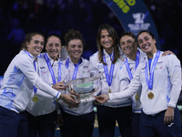 MALAGA, SPAIN - NOVEMBER 20: Jasmine Paolini of Italy and her teammates celebrates the victory after winners the Billie Jean King Cup Finals...