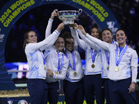 MALAGA, SPAIN - NOVEMBER 20: Jasmine Paolini of Italy and her teammates celebrates the victory after winners the Billie Jean King Cup Finals...