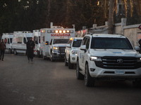 A convoy organized by the World Health Organization and the Palestinian Red Crescent starts from the European Hospital in Khan Yunis, south...