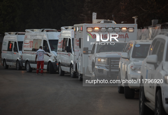 A convoy organized by the World Health Organization and the Palestinian Red Crescent starts from the European Hospital in Khan Yunis, south...