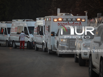 A convoy organized by the World Health Organization and the Palestinian Red Crescent starts from the European Hospital in Khan Yunis, south...