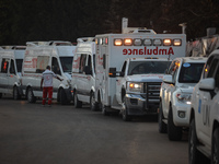 A convoy organized by the World Health Organization and the Palestinian Red Crescent starts from the European Hospital in Khan Yunis, south...