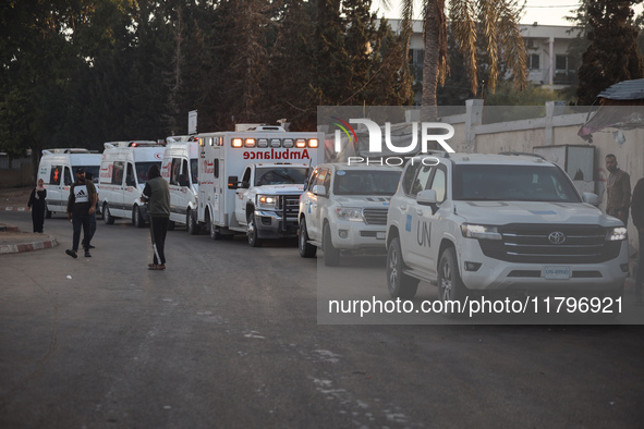 A convoy organized by the World Health Organization and the Palestinian Red Crescent starts from the European Hospital in Khan Yunis, south...