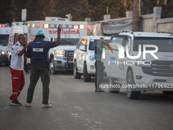 A convoy organized by the World Health Organization and the Palestinian Red Crescent starts from the European Hospital in Khan Yunis, south...