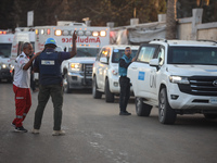 A convoy organized by the World Health Organization and the Palestinian Red Crescent starts from the European Hospital in Khan Yunis, south...