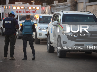 A convoy organized by the World Health Organization and the Palestinian Red Crescent starts from the European Hospital in Khan Yunis, south...