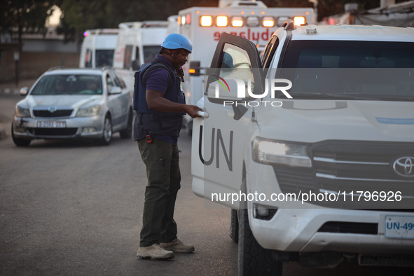 A convoy organized by the World Health Organization and the Palestinian Red Crescent starts from the European Hospital in Khan Yunis, south...