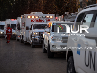 A convoy organized by the World Health Organization and the Palestinian Red Crescent starts from the European Hospital in Khan Yunis, south...