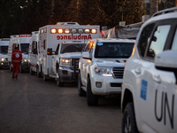 A convoy organized by the World Health Organization and the Palestinian Red Crescent starts from the European Hospital in Khan Yunis, south...