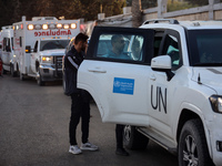 A convoy organized by the World Health Organization and the Palestinian Red Crescent starts from the European Hospital in Khan Yunis, south...