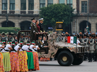 Claudia Sheinbaum, President of Mexico, accompanies Ricardo Trevilla Trejo, Secretary of National Defense, and Raymundo Pedro Morales Angele...