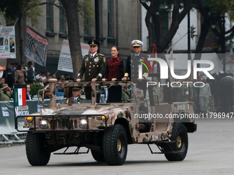 Claudia Sheinbaum, President of Mexico, accompanies Ricardo Trevilla Trejo, Secretary of National Defense, and Raymundo Pedro Morales Angele...