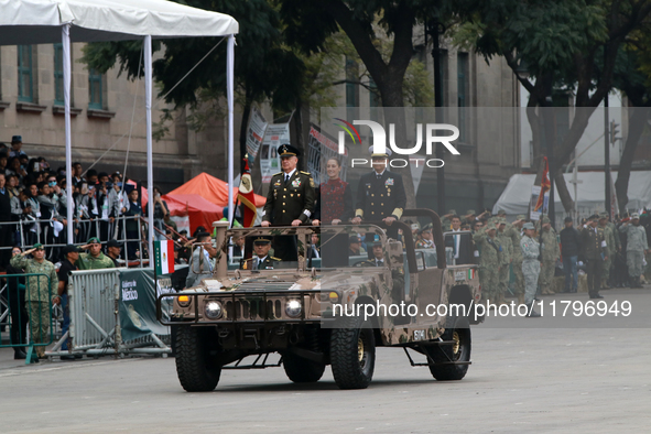 Claudia Sheinbaum, President of Mexico, accompanies Ricardo Trevilla Trejo, Secretary of National Defense, and Raymundo Pedro Morales Angele...