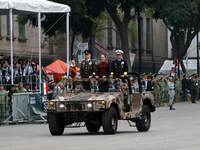 Claudia Sheinbaum, President of Mexico, accompanies Ricardo Trevilla Trejo, Secretary of National Defense, and Raymundo Pedro Morales Angele...