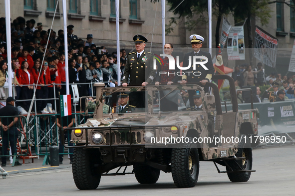 Claudia Sheinbaum, President of Mexico, accompanies Ricardo Trevilla Trejo, Secretary of National Defense, and Raymundo Pedro Morales Angele...