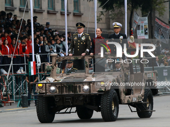 Claudia Sheinbaum, President of Mexico, accompanies Ricardo Trevilla Trejo, Secretary of National Defense, and Raymundo Pedro Morales Angele...