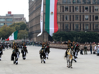 Members of the Mexican armed forces, mounted on horses, take part in the parade marking the 114th anniversary of the Mexican Revolution at t...