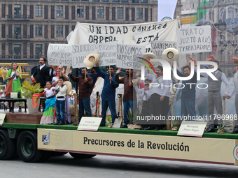 Members of the Mexican armed forces, dressed as during the Mexican Revolution, perform a scene from the Mexican Revolution titled Precursors...