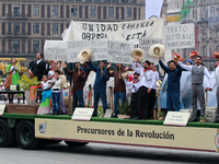 Members of the Mexican armed forces, dressed as during the Mexican Revolution, perform a scene from the Mexican Revolution titled Precursors...