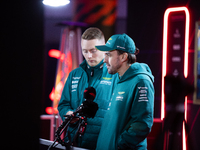 Fernando Alonso speaks to the press before the Formula 1 Heineken Silver Las Vegas Grand Prix in Las Vegas, Nevada. (