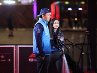 Alexander Albon speaks to the press in Las Vegas, Nevada, on November 20, 2024, ahead of the Formula 1 Heineken Silver Las Vegas Grand Prix....