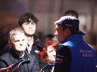 Alexander Albon speaks to the press in Las Vegas, Nevada, on November 20, 2024, ahead of the Formula 1 Heineken Silver Las Vegas Grand Prix....