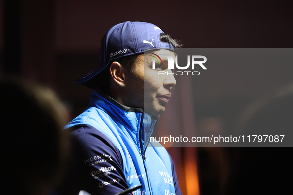 Alexander Albon speaks to the press in Las Vegas, Nevada, on November 20, 2024, ahead of the Formula 1 Heineken Silver Las Vegas Grand Prix....