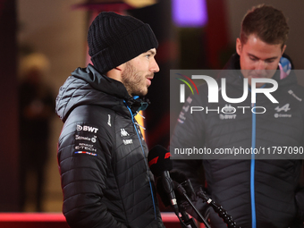 Pierre Gasly speaks to the press in Las Vegas, Nevada, on November 20, 2024, ahead of the Formula 1 Heineken Silver Las Vegas Grand Prix. (