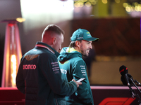 Fernando Alonso speaks to the press in Las Vegas, Nevada, on November 20, 2024, ahead of the Formula 1 Heineken Silver Las Vegas Grand Prix....