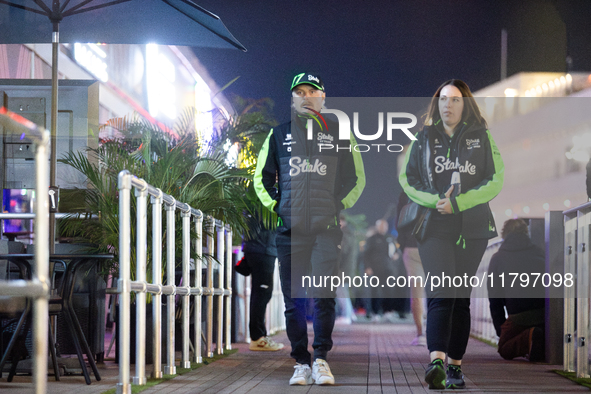 Valtteri Bottas walks in the paddock in Las Vegas, Nevada, on November 20, 2024, ahead of the Formula 1 Heineken Silver Las Vegas Grand Prix...