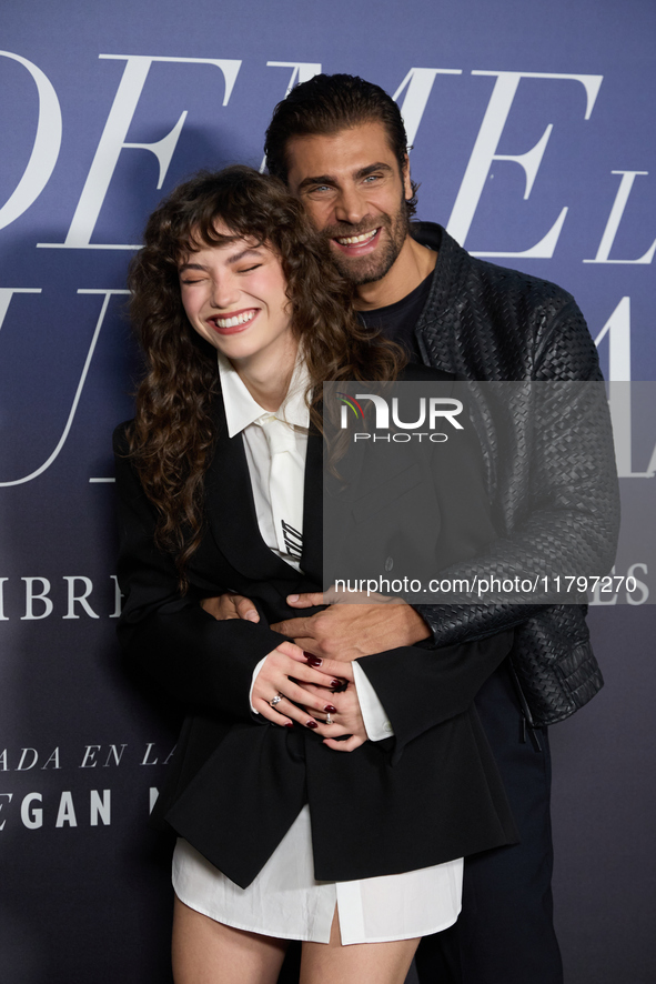 At a photocall for ''Pideme lo que Quieras'' in Madrid, Spain, on November 21, 2024, Gabriela Andrada and Mario Ermito pose. 