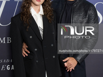 At a photocall for ''Pideme lo que Quieras'' in Madrid, Spain, on November 21, 2024, Gabriela Andrada and Mario Ermito pose. (