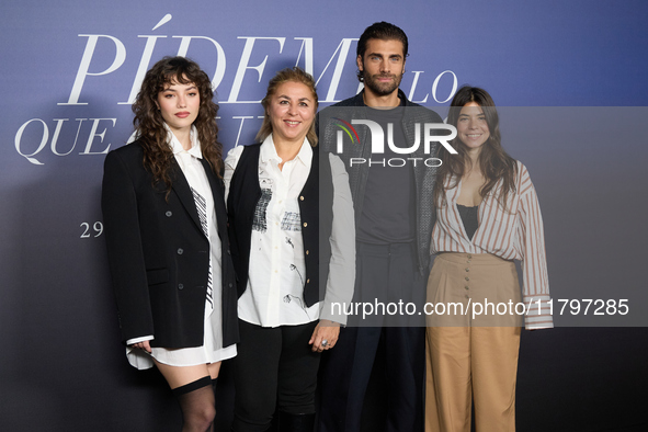 At a photocall for ''Pideme lo que Quieras'' in Madrid, Spain, on November 21, 2024, Gabriela Andrada, Megan Maxwell, Gabriela Andrada, and...