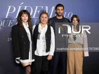 At a photocall for ''Pideme lo que Quieras'' in Madrid, Spain, on November 21, 2024, Gabriela Andrada, Megan Maxwell, Gabriela Andrada, and...