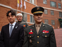 Former Marine Corps Investigation Team Leader Park Jeong-hoon holds a press conference in front of the Central District Military Court in Yo...