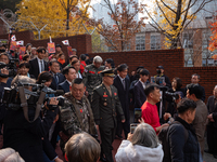 Former Marine Corps Investigation Team Leader Park Jeong-hoon holds a press conference in front of the Central District Military Court in Yo...